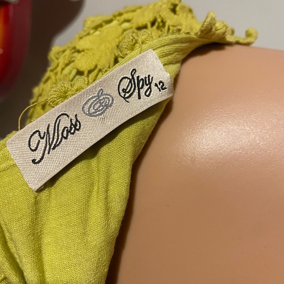 Moss & Spy Womens Lime Cotton Lace Sleeveless Dress Size 12 - Picture 4 of 5